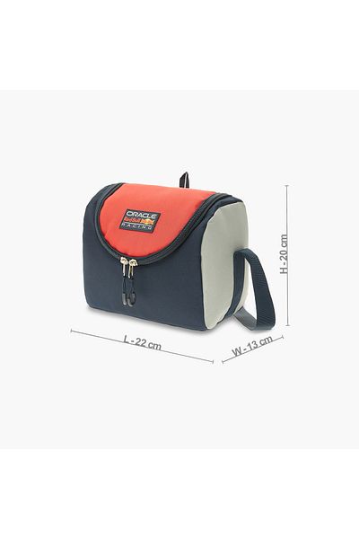 Red Bull Logo Applique Insulated Lunch Bag with Zip Closure and Adjustable Strap