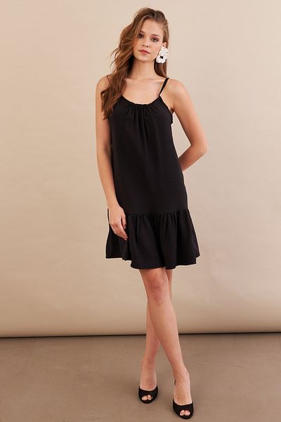 Cool & Sexy Γυναικεία Μαύρη Φούστα Φόρεμα Midi με λουράκι OPS4152