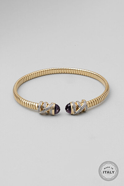 So CHIC... İtalyan Lilith 18 Ayar Sarı Altın Kaplama Gümüş Kelepçe Bileklik