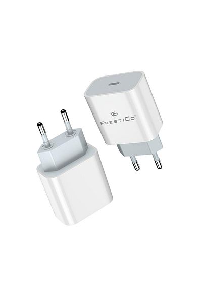 PRESTICO 20W charger with USB-C port, PrestiCo F8A, EU mains plug, in blister, white
