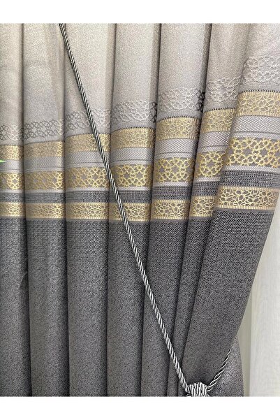 NİVEMESHOME Nivemeshome Samandağ Ft614286 V_5403 Gray 1/3 Frequently Pleated Background Curtain Apm