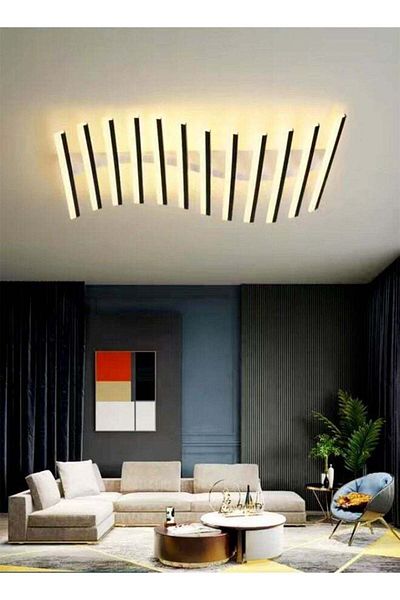 Raffine Modern Design Creative Curve-Shaped Strips LED Chandeliers Ceiling Light Fixture Ceiling Lamp for Di