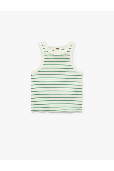 Koton Cotton Crew Neck Camisole Striped Crop Undershirt