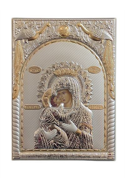 silvero Silver Icon of the Virgin Mary with the Child 35 x 25 cm