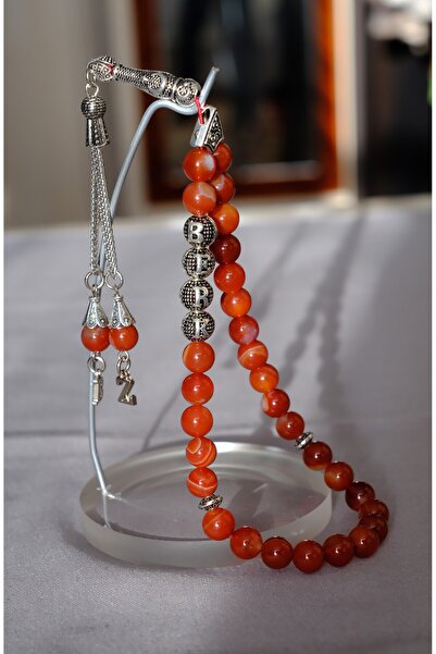 QELA COLLECTION Kişiye Özel İsimli Harfli Doğaltaş Akik Tesbih – Ahşap Kutusu...