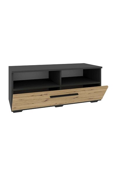 haaus.ro Kos Chest of Drawers, One Door, 2 Shelves, Anthracite/Artisan Oak, 95 x 40 x 39 cm