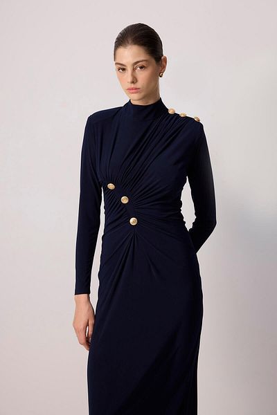 Touché Privé Draped Button Detail Dress