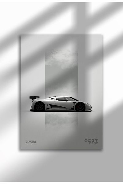 21mxm Minimalist Supercar Poster, Frameless Canvas Wall Art, White Design Collection 2025