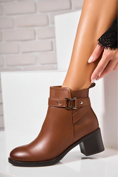 Joana Women's Camel Fur-lined Ankle Boots Made of Ecological Leather Chari