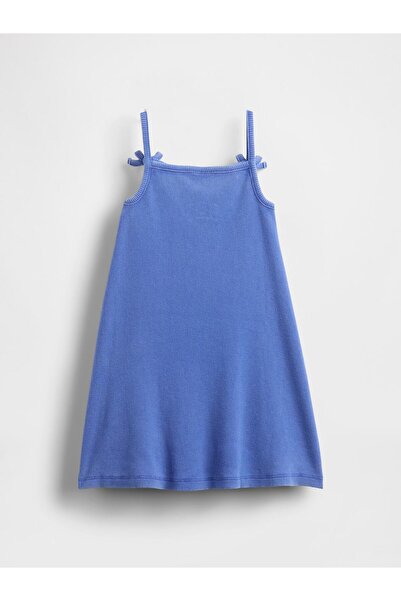 GAP Kız Bebek Mavi Bebek & Küçük Çocuk Logo Fitilli Salıncak Elbise