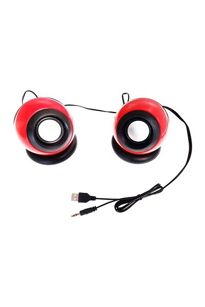 OEM Set of 2 stereo speakers 2.0, Globe design, 2x 3W, USB power supply, 3.5mm jack connection, red