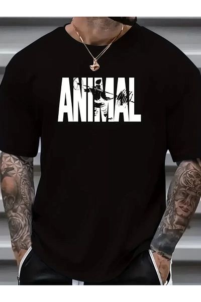 CVS Tricou oversive pentru bărbați cu imprimeu cu model ANIMAL, tricou grafic pentru bărbați, haine de vară în aer liber, sport și