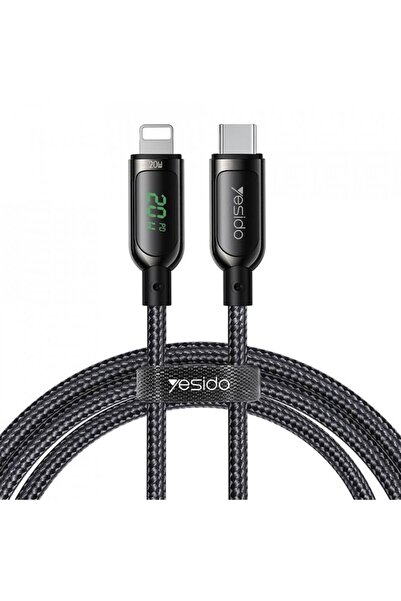 Yesido Cablu de Date Type-C Lightning, 20W, 5A, Digital Display, 1.2m - Yesido (CA86) - Black