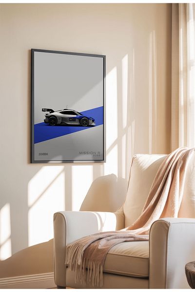 21mxm Minimalist Supercar Poster, Frameless Canvas Wall Art, White Design Collection 2025