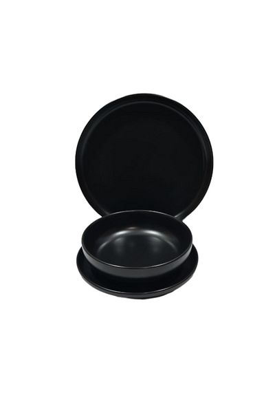 OEM 18-piece dinner service set, Matte Black