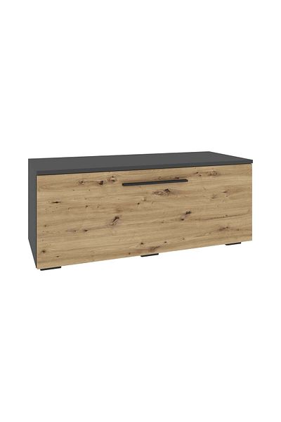 haaus.ro Kos Chest of Drawers, One Door, Anthracite/Artisan Oak, 95 x 40 x 39 cm