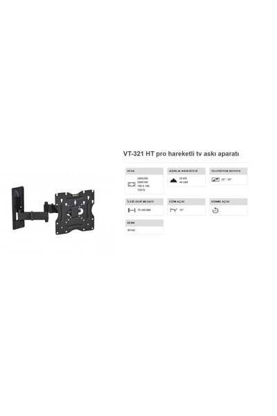 Bolsat VONTECH VT 321 HT PRO TV ASKI APARATI 22-32 INÇ ÇİFT KOLLU HARAKETLİ D...
