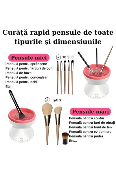 OEM Curățător automat de pensule de machiaj, încărcare USB, portabil, alb