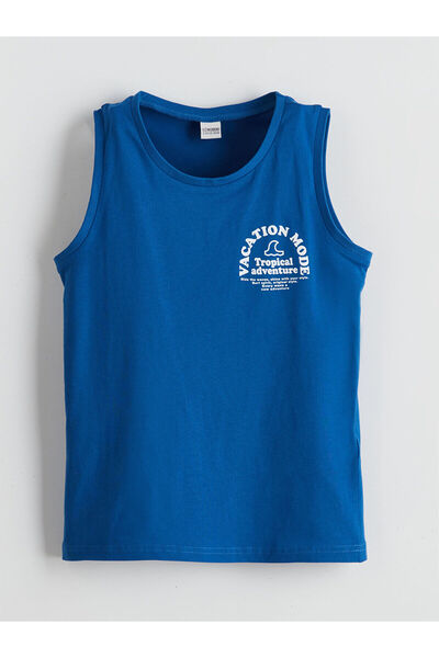 LC Waikiki اصنع أسلوبك الخاص مع قميص الأولاد الأزرق بدون أكمام من متجر UZG