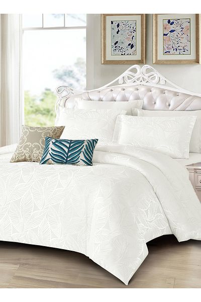 Master Home Textile Chenille Polyester Jacquard Comforter Sets, 9Pcs King Size, Fits 200x200 cm Bed, Removable Filling