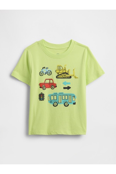 GAP Erkek Bebek Açık Yeşil Logo Grafikli T-Shirt
