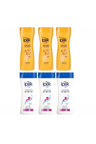 İpek İpek Saç Kremi 480 ml X 3 adet & İpek Kepek Karşıtı Normal ve Kurumaya meyilli Sç Şampuan x3 adet