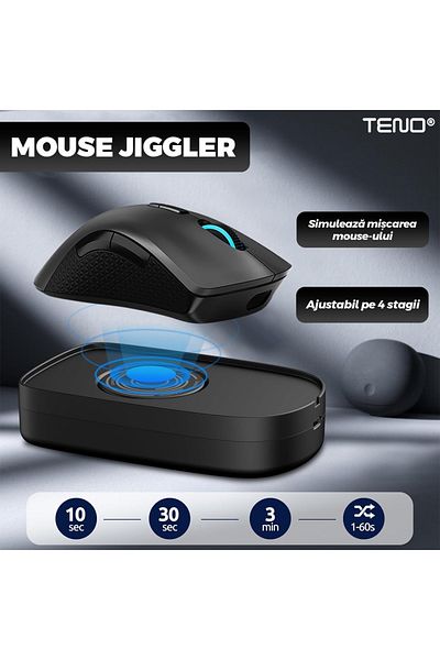 Teno Teno® Mouse Jiggler for Mouse Movement Simulation, undetectable, ON/OFF switch, black