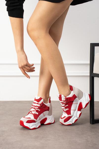 Modanizm رايا - حذاء رياضي مبطن باللون الأحمر