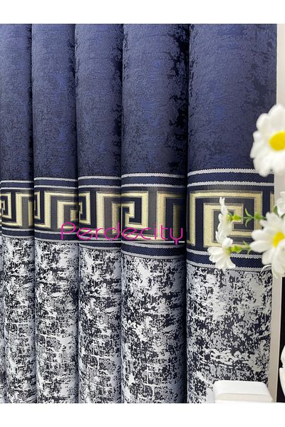 PERDECITY Poseidon Navy Blue Gray Panel Backdrop Curtain 1X3 Frequently Pleated [Single Wing] Suitable for Any Room, No Ironing Required