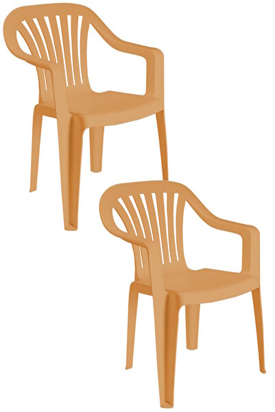 Papatya Tropik Plastik Koltuk Teak 2li Paket - Bahçe, Balkon, Teras Sandalyesi