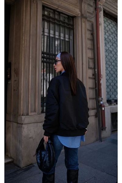 Silerra Bomber Jacket Coat with Pockets - Black