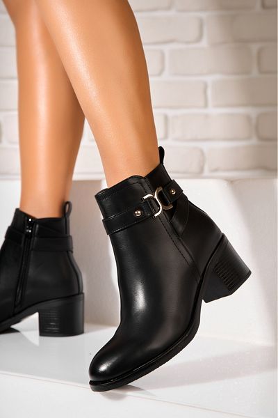 Joana Women's Black Fur-lined Ankle Boots Made of Ecological Leather Chari