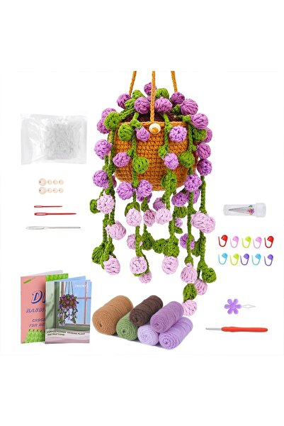 OBRO Set DIY Croșetat Ghiveci Suspendat cu Flori – Kit Complet cu Accesorii, ...