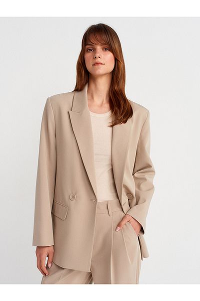 Dilvin 60767 Blazer Jacket-Light Beige