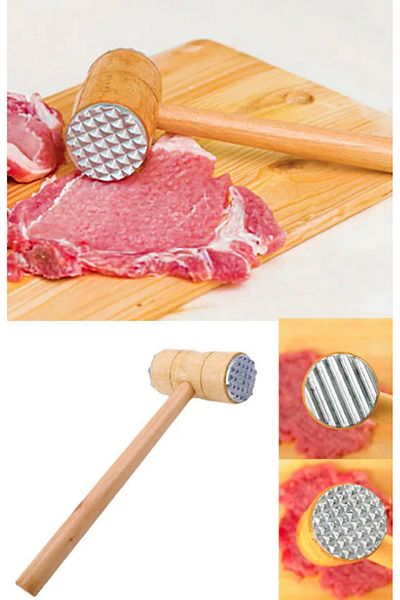 Kuzeyli Meat Towel Meat Softener Hammer Two-Sided Wooden Handle