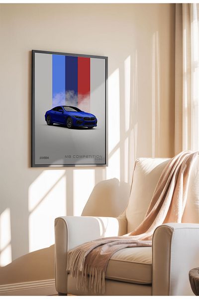 21mxm Minimalist Supercar Poster, Frameless Canvas Wall Art, White Design Collection 2025