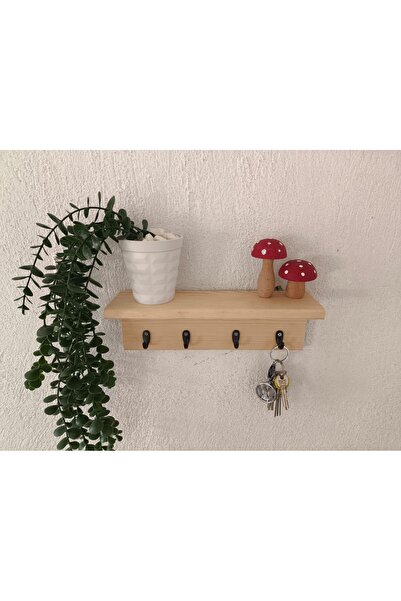 HSWOOD Rustik Anahtarlık Askısı, Dekoratif Anahtar Askısı, Duvar Rafı, Ahşap Anahtarlık Askısı