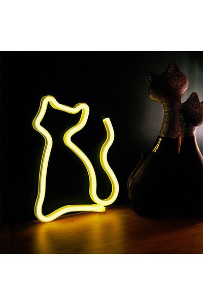 Forever Decorative LED Neon lamp, Cat model, 24 x 17 cm, Forever Light Cat 94935, decorative lighting