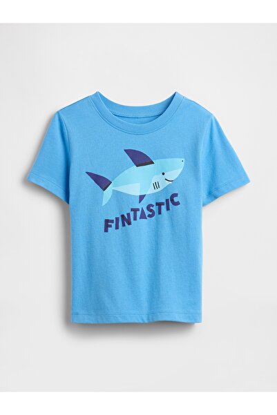 GAP Erkek Bebek Mavi Gap Logo Grafikli T-Shirt