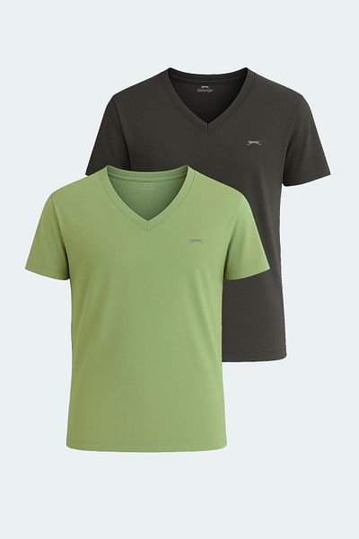 Slazenger KRAKKER Σετ 2 ανδρικά μπλουζάκια Σκούρο Γκρι - Ανοιχτό Πράσινο