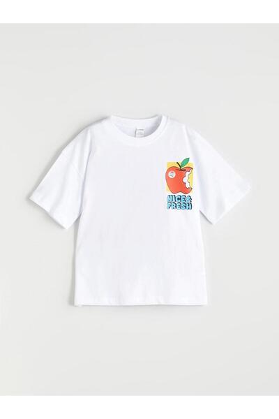 LC Waikiki Özmarka Νέας Σεζόν Παιδικό Μπλουζάκι για Αγόρια με Στάμπα Crew Neck