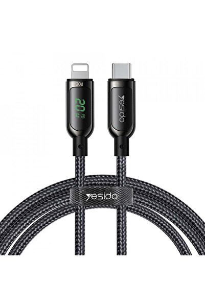 Yesido Cablu de Date Type-C Lightning, 20W, 5A, Digital Display, 1.2m - Yesido (CA86) - Black
