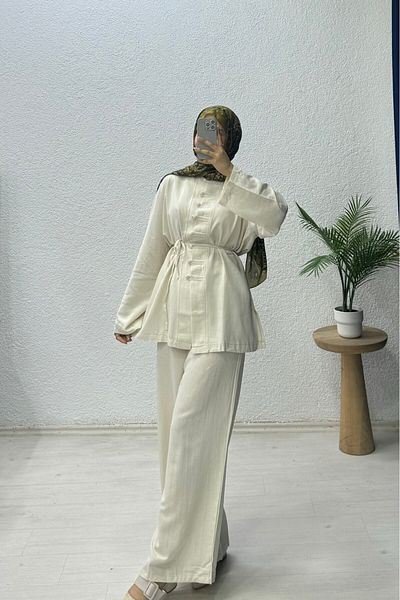 lurex moda Linen Buttoned Suit