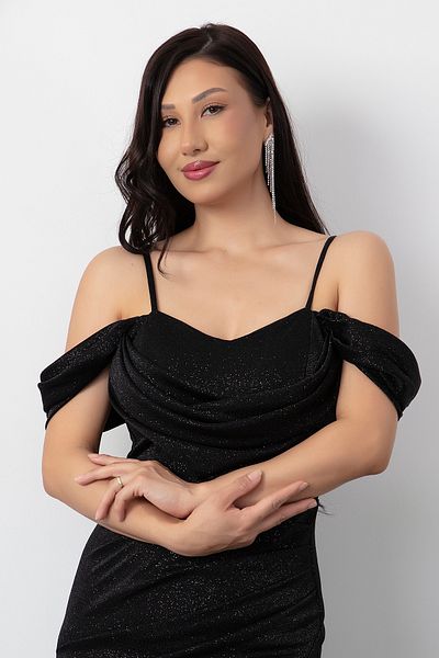 PULLIMM Rochie de seară cu fante cu umăr jos 39995