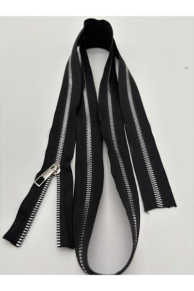 kumasfabrik (2 Meters)Black Silver Threaded Zipper+Handpiece Hood