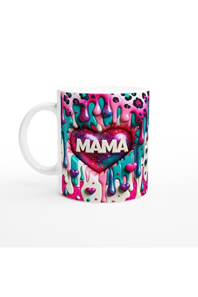 Luluyen كوب مطبوع عليه صورة قلب ملون لعيد الأم