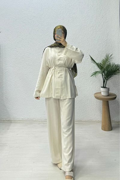 lurex moda Linen Buttoned Suit