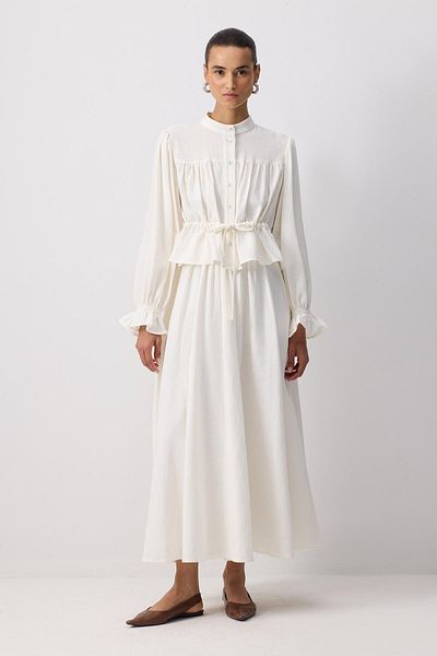 Touché Privé 100% Cotton Shirred Shirt Skirt Suit
