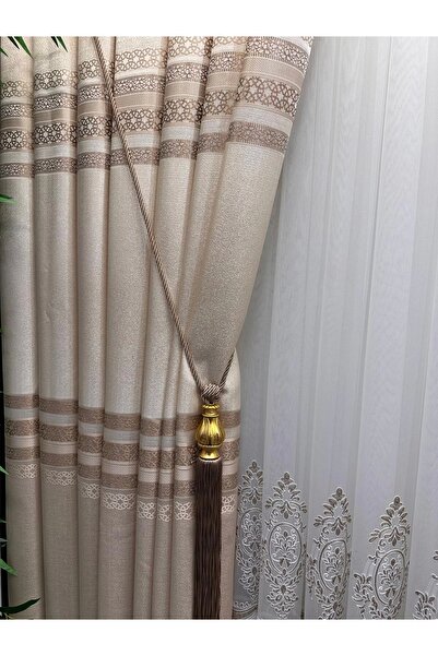 NİVEMESHOME Nivemeshome St.Pierre Cream Ft614320 V-101 1/3 Frequently Pleated Background Curtain Apm