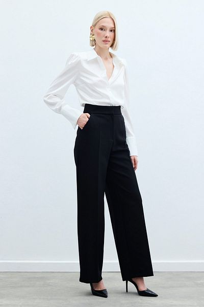 Sateen Classic Trousers with Pockets - Black